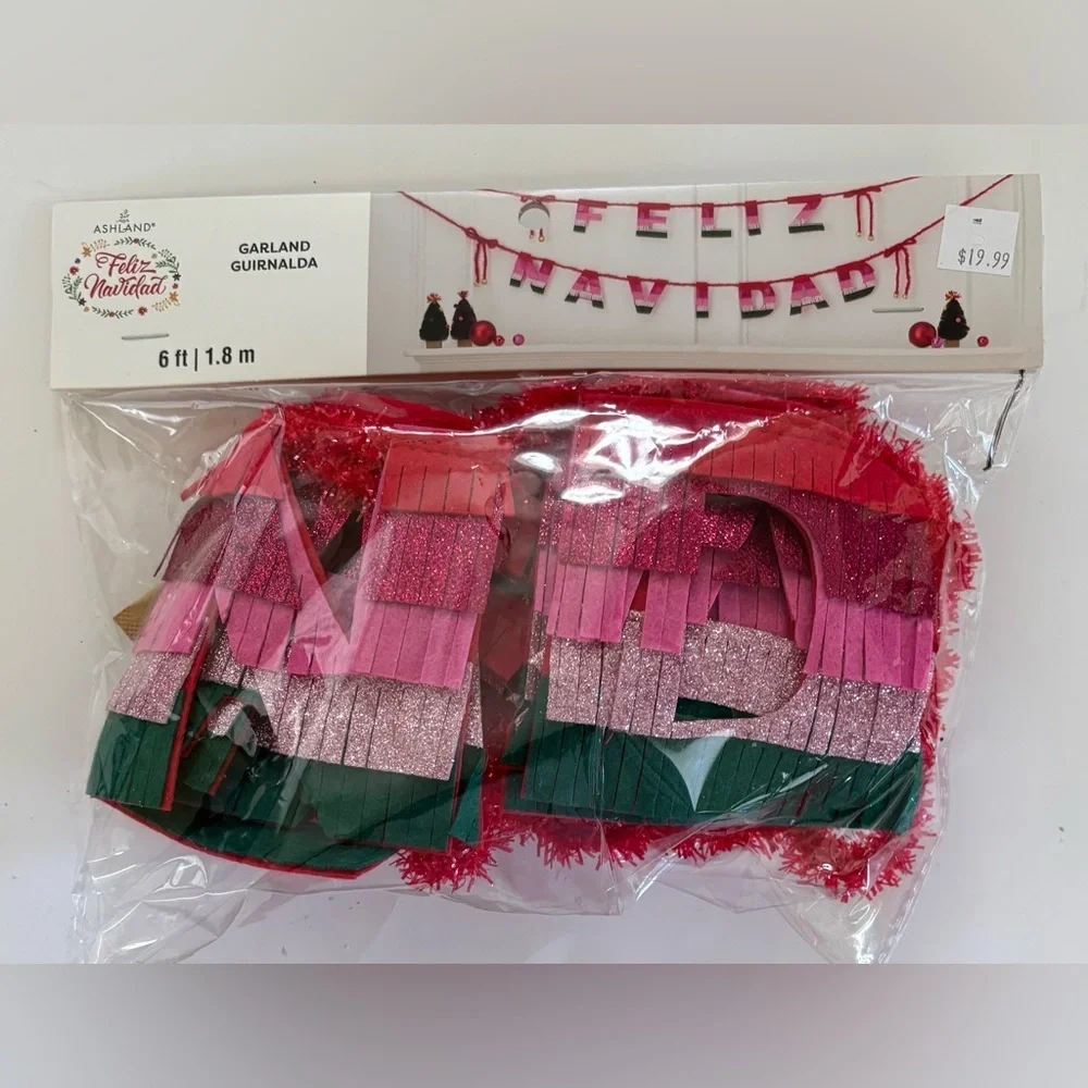 Spanish language Christmas garland NWT NEW 2 sets 6 ft Xmas decor Ashland